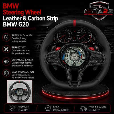 BMW Steering Wheel Leather & Carbon Strip Compatible With BMW G20