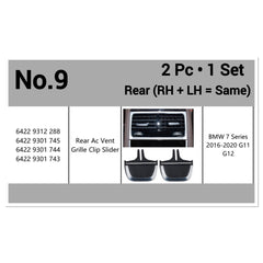 Rear Air Conditioner Back Ac Vent Grille Outlet Tab Clip Slider Repair Kit 64229312288 64229301745 Compatible With BMW 7 Series G11 G12 (Set Of 2)