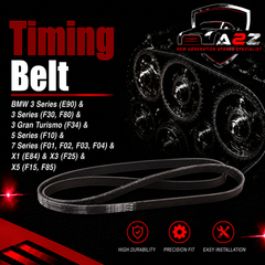 Timing Belt 6PK1698 Compatible With BMW 3 Series (E90) & 3 Series (F30, F80) & 3 Gran Turismo (F34) & 5 Series (F10) & 7 Series (F01, F02, F03, F04) & X1 (E84) & X3 (F25) & X5 (F15, F85) Tag-BEL-25