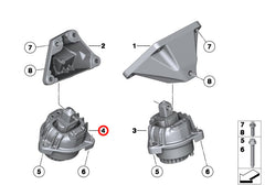 Front Right Engine Mount 22117935142 Compatible With BMW 5 Series F10 & 6 Coupe F13 & 6 Gran Coupe F06