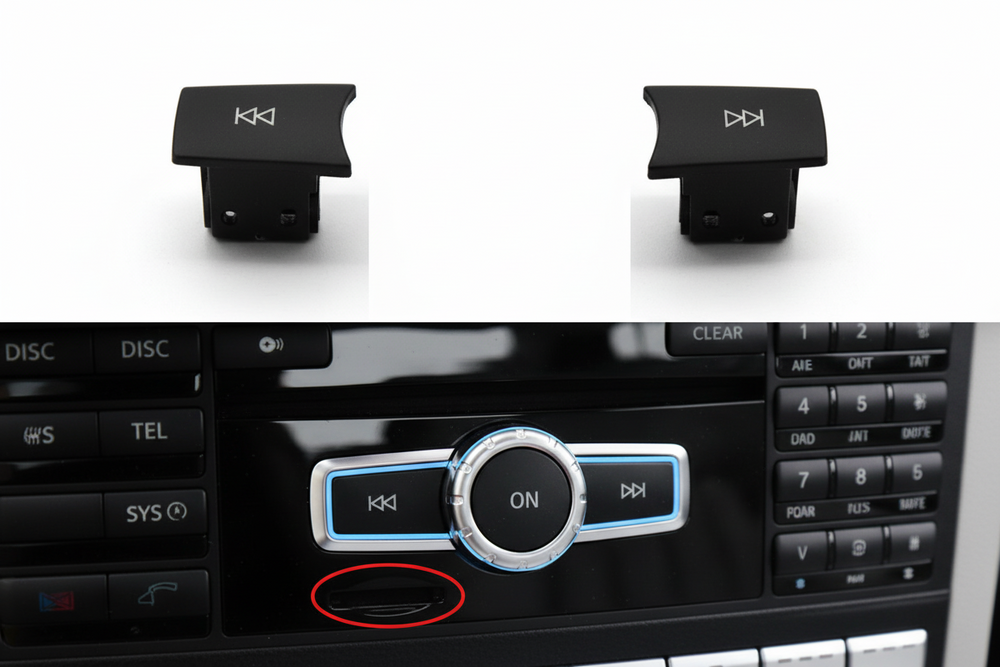 CD Player Buttons 2pcs set Model A2129060001-Q2 2129060001-Q2Compatible With Mercedes Benz C-CLASS W204 & GLS W212 & E-CLASS W207 CLS W218 W166 & W156 & W176 & W172