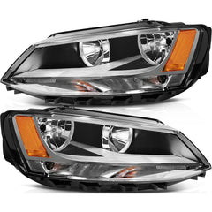 Headlight Headlamp Left Headlight Headlamp Left 5C7941005 & Right 5C7941006 (Without Blaster) Compatible With Volkswagen Jetta MK6 (LED)