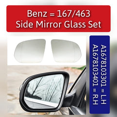 Side Rearview Wing Side Mirror Glass Left A1678103301 & Right A1678103401 Compatible With MERCEDES-BENZ G-CLASS (W463) & GLE W167