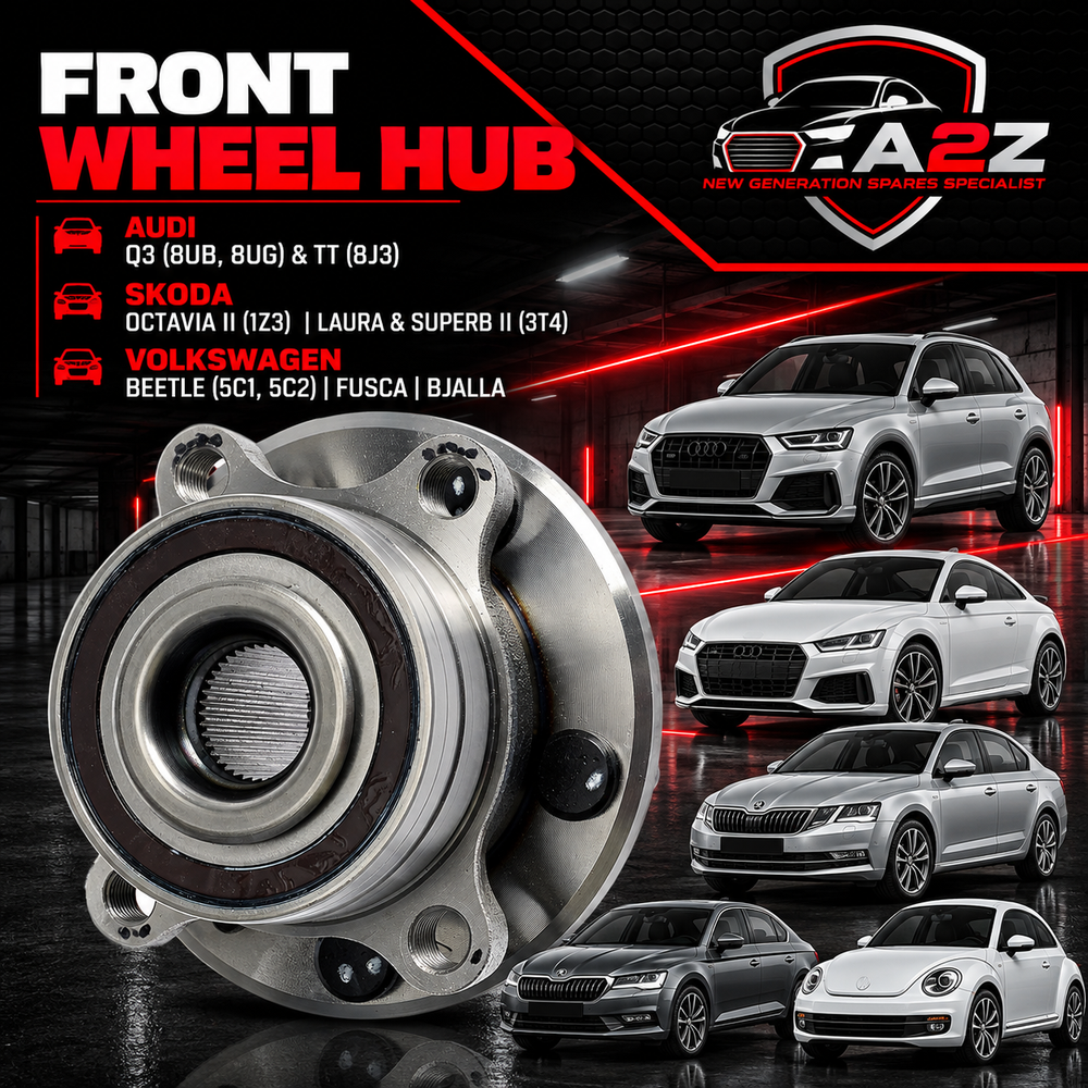 Front Wheel Hub 1K0407621F & 5K0498621 & 8J0598625 Compatible With AUDI Q3 (8UB, 8UG) & TT (8J3) & SKODA OCTAVIA II (1Z3) | LAURA & SUPERB II (3T4) & VW BEETLE (5C1, 5C2) | FUSCA | BJALLA