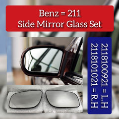 Side Rearview Wing Side Mirror Glass Left 2118100921 & Right 2118101021 Compatible With MERCEDES-BENZ E-CLASS (W211)