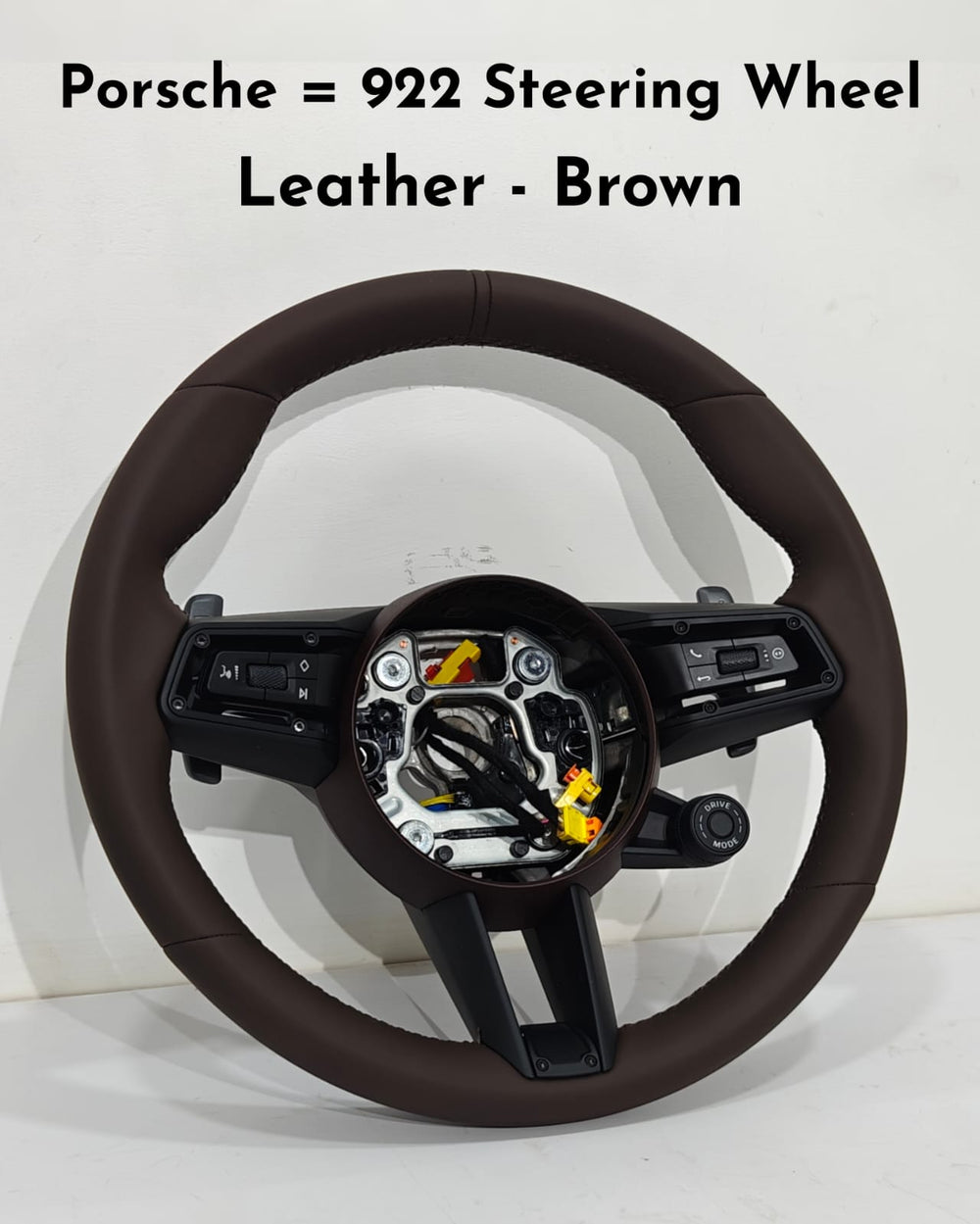 Brown Leather Steering Wheel Compatible With Porsche 922