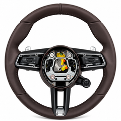 Dark Brown Smooth Leather Steering Wheel Compatible With Porsche All Models