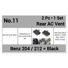 Rear Black Air Conditioner Back Ac Vent Grille Outlet Tab Clip Slider Repair Kit 2048300354 Compatible With MERCEDES-BENZ C-CLASS (W204) & E-CLASS W212 (Set Of 2)