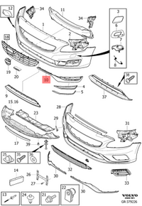 Front Bumper Grille Right 31353655 & Left 31353654 Compatible Volvo S60 Tag No.201