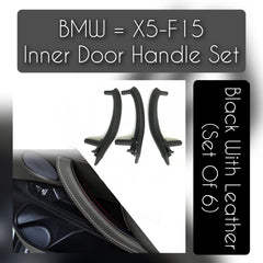 BMW X5 F15 inner door handle set with leather – 6-piece interior upgrade for 2013–2018 models, luxury replacement with OEM fit and finish