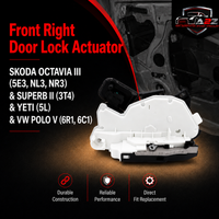 Front Right Door Lock Actuator 5K1837016B Compatible With SKODA OCTAVIA III (5E3, NL3, NR3) & SUPERB II (3T4) & YETI (5L) & VW POLO V (6R1, 6C1)