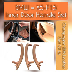 BMW X5 F15 inner door handle set with leather – 6-piece interior upgrade for 2013–2018 models, luxury replacement with OEM fit and finish