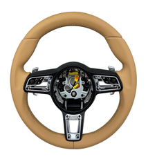 Leather Steering Wheel (Beige Smooth Leather) Compatible With Porsche All Models