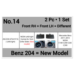 Front Air Conditioner Back Ac Vent Grille Outlet Tab Clip Slider Repair Kit 2048306754 Compatible With MERCEDES-BENZ C-CLASS (W204) (New Model) (Set Of 2)
