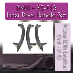 BMW X5 F15 inner door handle set with leather – 6-piece interior upgrade for 2013–2018 models, luxury replacement with OEM fit and finish