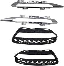 Fog Lamp Cover Left 2218851722 & Right 2218851822 & Fog Lamp Chrome Left 2218852723 & Right 2218852823 A2218851722 Compatible With MERCEDES-BENZ S-Class W221 Tag No.332