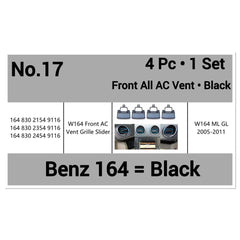 Front Black Air Conditioner Back Ac Vent Grille Outlet Tab Clip Slider Repair Kit 1648302154 & 1648302354 & 1648302454Compatible With MERCEDES-BENZ GL-CLASS W164 & ML-CLASS W164 (Set Of 4)