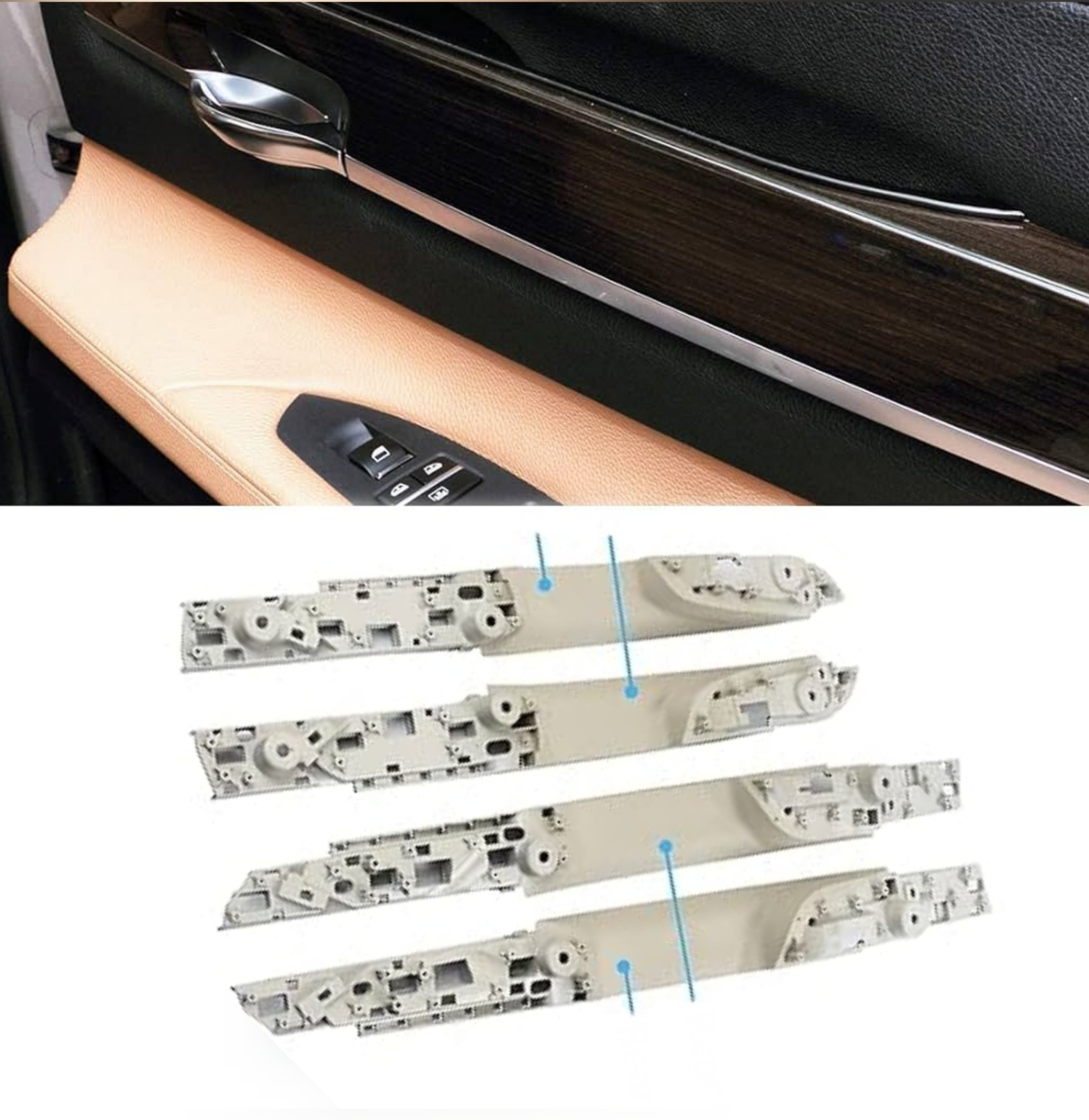 BMW X5 F15 inner door handle set with leather – 6-piece interior upgrade for 2013–2018 models, luxury replacement with OEM fit and finish