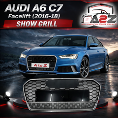 Show Grill Compatible With Audi A6 C7 Facelift(2016-18) RS6 Quattro Silver Chrome Tag No.66