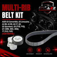 Multi RIB Belt Kit 6PK1130K3 Compatible With AUDI A3 Convertible, A3 Limousine, A4 B8, A4 B9, A6 C7, Q2, Q3 Sportback, Q5 (FYB, FYG), Q7 (4MB, 4MG, 4MQ), TT (FV3, FVP) (CONTINENTAL)