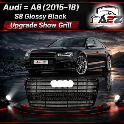 S8 Glossy Black Upgrade Show Grill Compatible With Audi = A8 (2015-18) Tag No.111