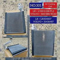 Air Conditioning Evaporator (Cooling Coil) LR004007 LR009797 LR070870 LR097253 Compatible with VOLVO S60 & S80 & XC60 & LAND ROVER DISCOVERY SPORT (L550) & RANGE ROVER EVOQUE (L538) Tag No.301