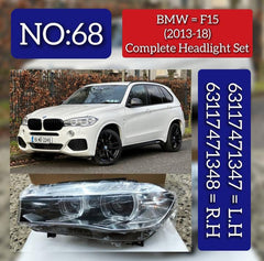 Headlight Headlamp Left 63117471347 & Right 63117471348 (Without Blaster) Compatible With BMW X5 F15 2013-2018 Projector