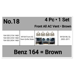 Front Brown Air Conditioner Back Ac Vent Grille Outlet Tab Clip Slider Repair Kit 1648302154 1648302354 Compatible With MERCEDES-BENZ GL-CLASS W164 & ML-CLASS W164 (Set Of 4)