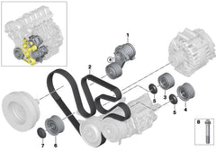 Belt Idler Pulley 11287559887 Compatible with BMW 7 Series (F01, F02, F03, F04)
