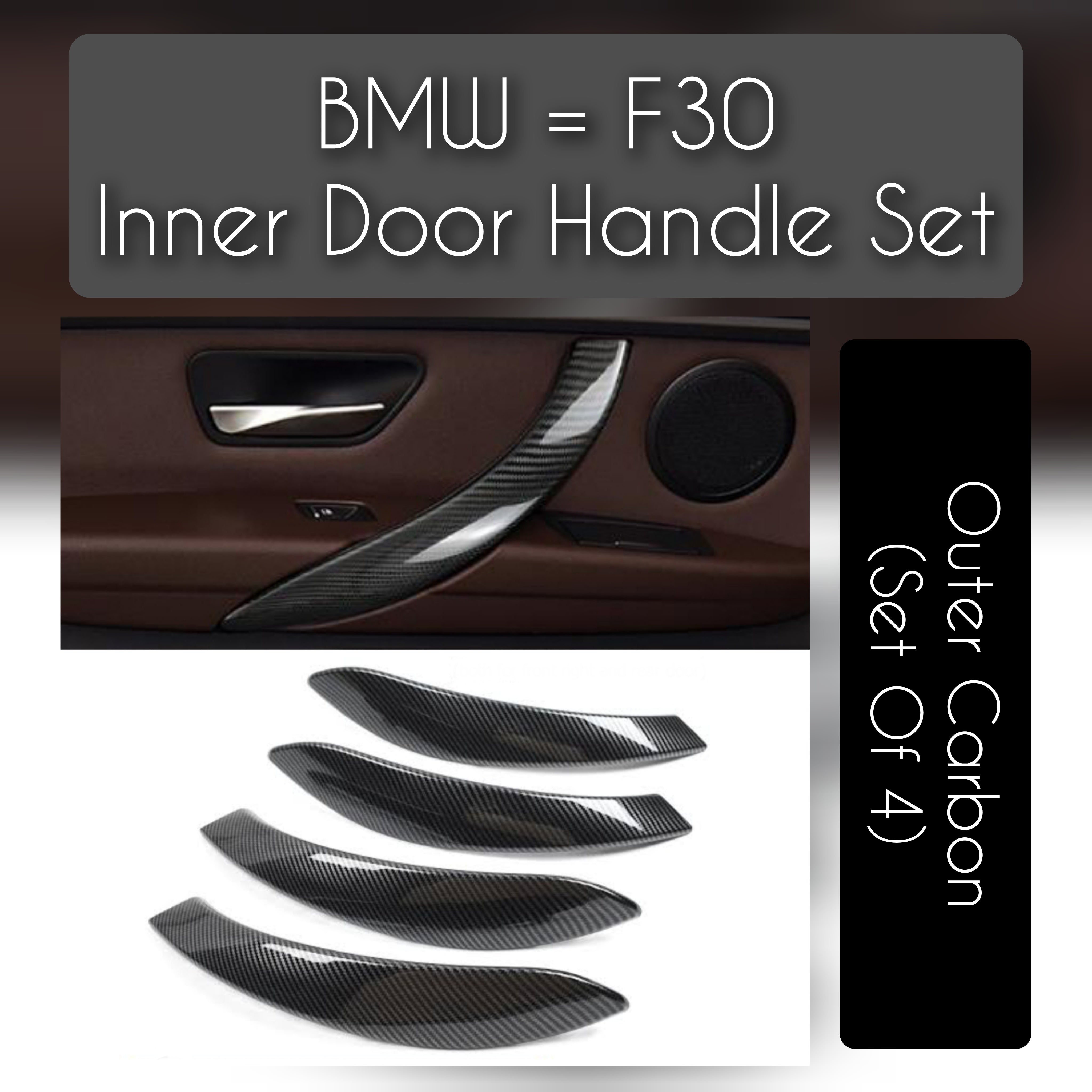 Handle set of BMW 3 Series F30 carbon inner door handle outer cover, offering a stylish and lightweight upgrade for a sporty look.