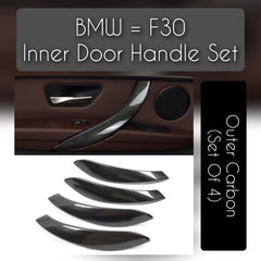 Handle set of BMW 3 Series F30 carbon inner door handle outer cover, offering a stylish and lightweight upgrade for a sporty look.
