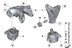 Front Engine Mount Set Compatible With BMW 5 Series F10 & 7 Series F01, F02, F03, F04 Engine Mount Left 22116777365 & Right 22116786528