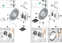 Front Brake Pad Wear Sensor 34356789492 Compatible With BMW 5 Series E60 & 6 Series E63