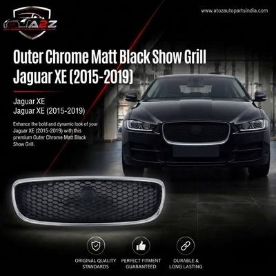 Outer Chrome Matt Black Show Grill T4N10517 Compatible With Jaguar XE (2015-2019) Tag No.63
