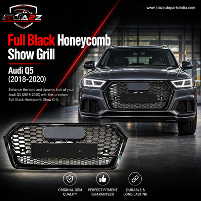 RSQ5 Full Black Honeycomb Show Grill Compatible With Audi Q5 (2018-2020) Tag No.153