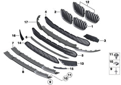 Front Bumper Grille Right 51117303756 & Left 51117303755 51117303755B Compatible With BMW X1 (E84)