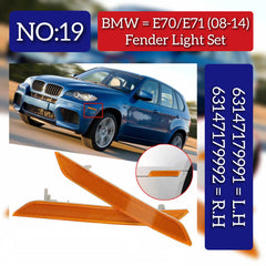 Front Bumper Turn Signal Indicator Light Left 63147179991 & Right 63147179992 Compatible with BMW X5 E70 & X6 E71 E72 2008-2014 Tag-FBL-19