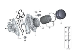 Oil Filter Housing Cap 11427525334 Compatible With BMW 3 Series (E90) & 3 Series (F30, F80) & 5 Series (E60) & 5 Series (F10) & 7 Series (F01, F02, F03, F04) & X3 (E83) & X3 (F25) & X5 (E70) & Z4 Roadster (E89)
