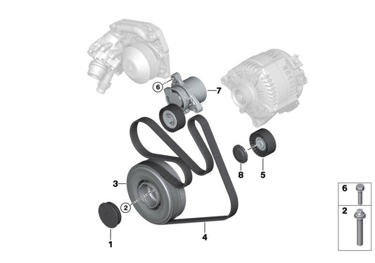Fan Belt Tensioner APV3239 11287619248 7619248 Compatible With BMW 1 (F21) 3 (F30, F80) (DAYCO) Tag no : 12