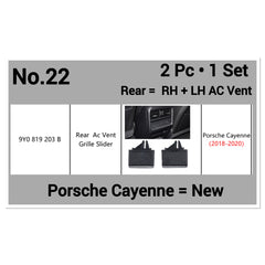 Rear Air Conditioner Back Ac Vent Grille Outlet Tab Clip Slider Repair Kit 9Y0819203B Compatible With PORSCHE CAYENNE 2018-2020 (Set Of 2)