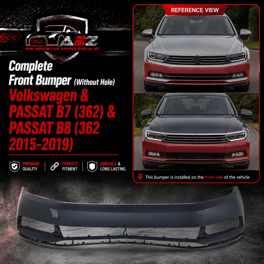 Complete Front Bumper (Without Hole) 3G0807221 & 3G0807217ALGRU & 3G0807221EGRU Compatible With Volkswagen & PASSAT B7 (362) & PASSAT B8 (362 Tag No.132B