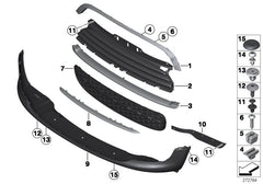 Bumper Grille Electroplate Stripe 51117250789 Compatible With Mini Cooper S (R56) Tag No.91