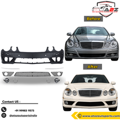 Front Bumper Kit Compatible With Mercedes Benz E Class W211 (2007-2009) Upgrade To Mercedes Benz AMG C63 (Shipping Cost Not Included In Price)