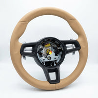 Beige Smooth Leather Steering Wheel Compatible With Porsche All Models