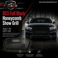 RS3 Full Black Honeycomb Show Grill Compatible With Audi = A3 (2017-20) Tag No.99