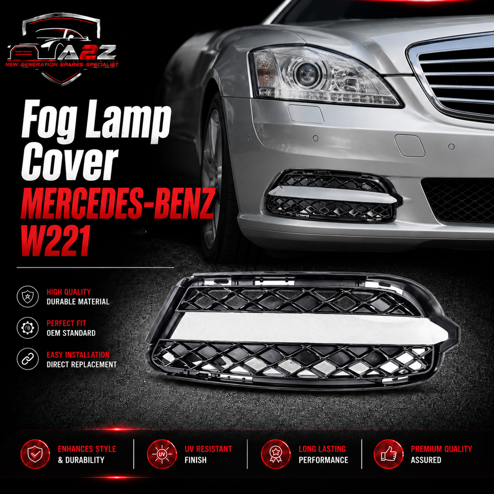 Fog Lamp Cover Left 2218851722 & Right 2218851822 & Fog Lamp Chrome Left 2218852723 & Right 2218852823 A2218851722 Compatible With MERCEDES-BENZ S-Class W221 Tag No.332