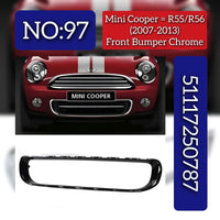 Black Glossy Front Bumper Chrome 51117250787 Compatible With Mini Cooper (R55/R56) (2007-2013) Tag No.97