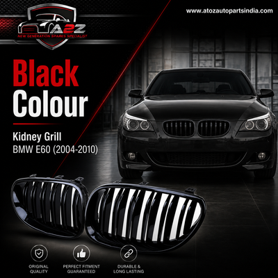 Black Colour Kidney Grill Set 51137065701=L.H & 51137065702=R.H Compatible With BMW 5 Series E60 Tag 2