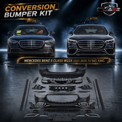 A To Z Compatible With Mercedes Benz S Class W223 (2021-2025) Car Upgrade To S65 Amg Bumper Body Kit Front After Lip Diffuser Exhaust Tips Fog Gril Cover Grill CC-8917 (Shipping Cost Not Included In Price)