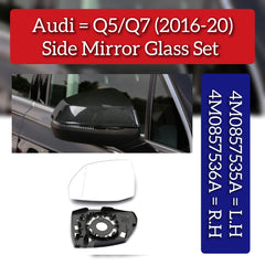 Side Rearview Wing Side Mirror Glass Left 4M0857535A & Right 4M0857536A Compatible With AUDI Q5 (FYB, FYG) & Q7 (4MB, 4MG, 4MQ) 2016-2020